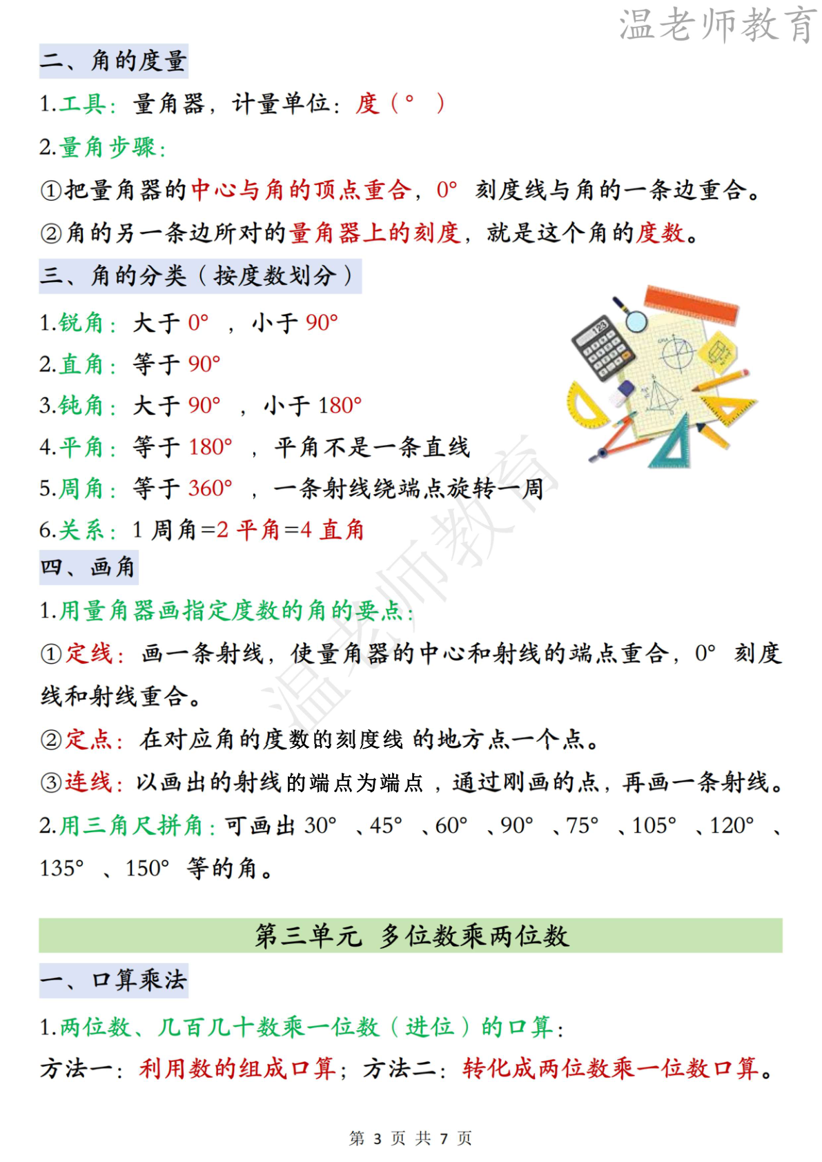 必背知识点汇总人教_四年级上学期_数学 第3页