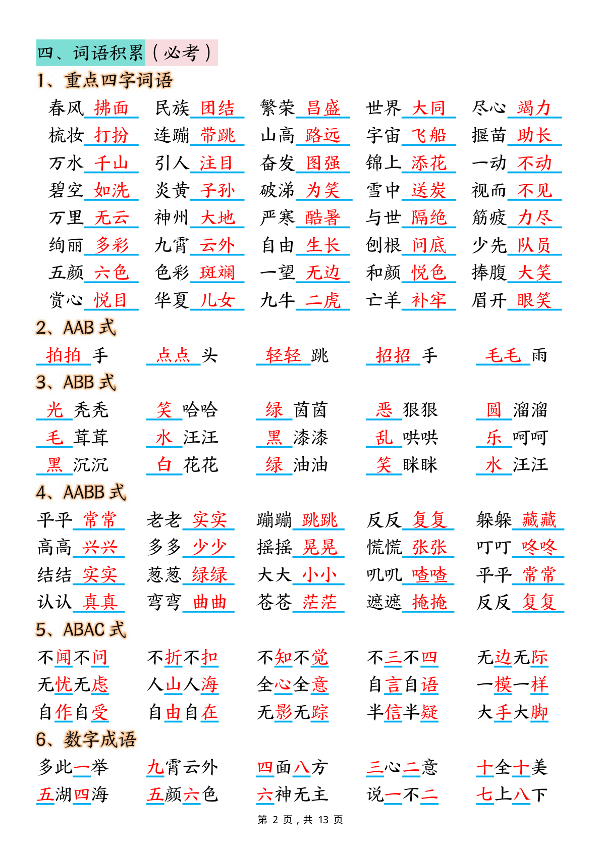 2528二下语文期中复习核心考点汇总（10大知识点）13页 第2页