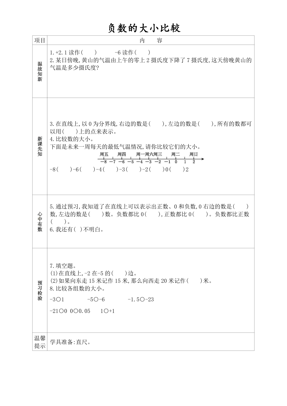 人教版六年级数学下册课前预习单_六年级下学期_数学 第2页