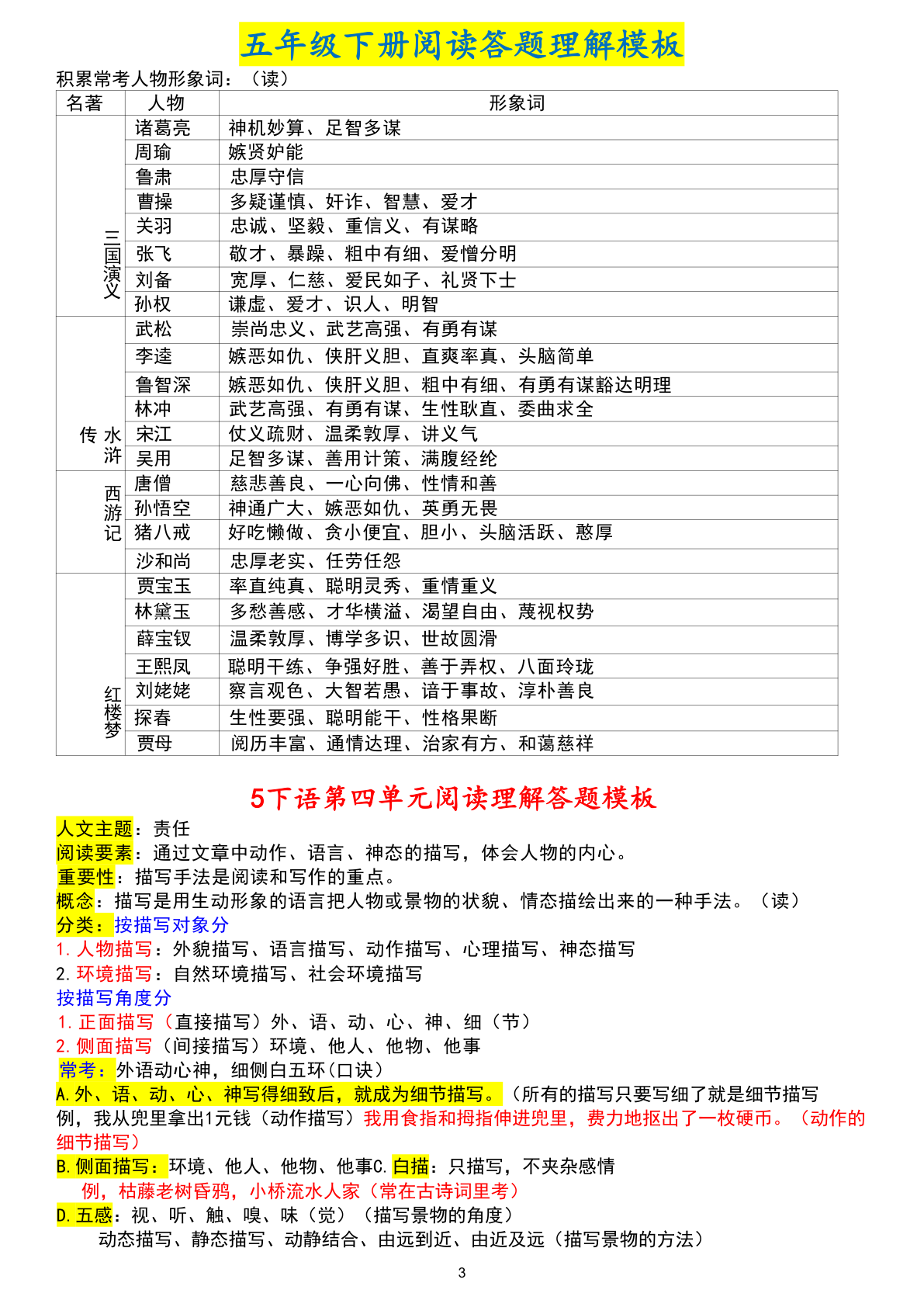 五下语文 第3页
