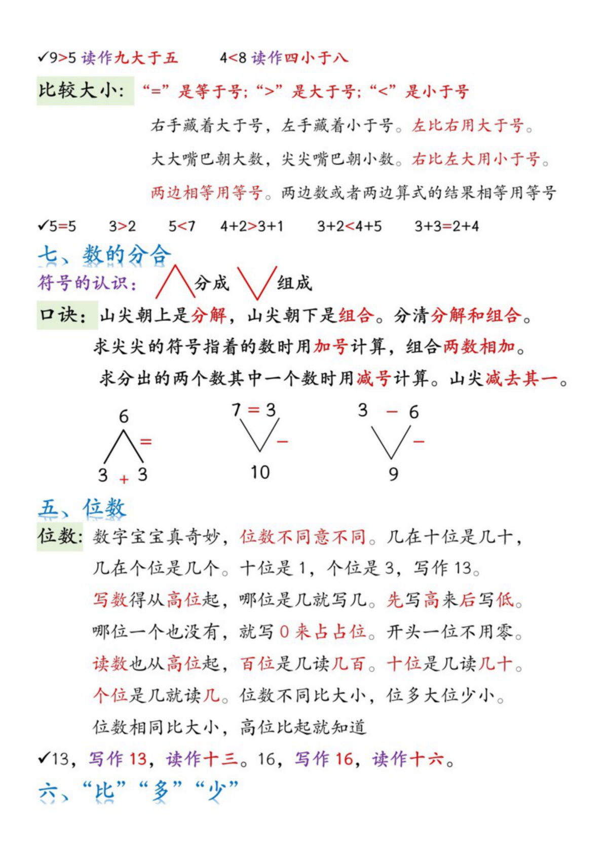 63785_一年级数学上册必背知识点口诀 第2页