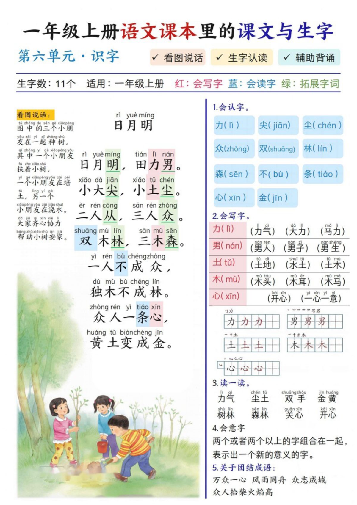 64925_一年级上册语文第六单元课本里的课文与生字 第3页
